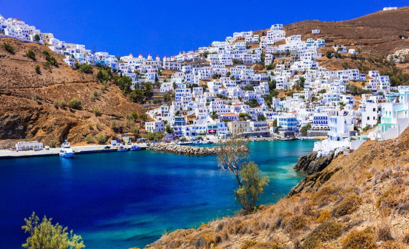 Traditional Greece - beautiful Astypalea island. View of Chora village