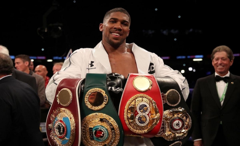 Anthony-Joshua with his belts 